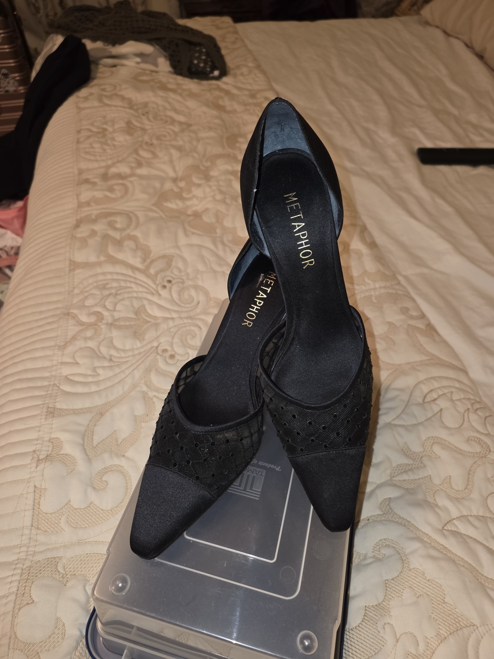 Metaphor Women’s Black Pointed-Toe D'Orsay Heels Sz 7.5